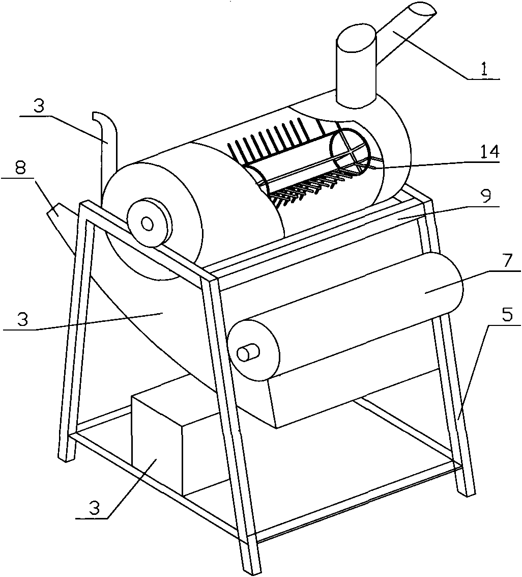 Agricultural motor-driven threshing machine