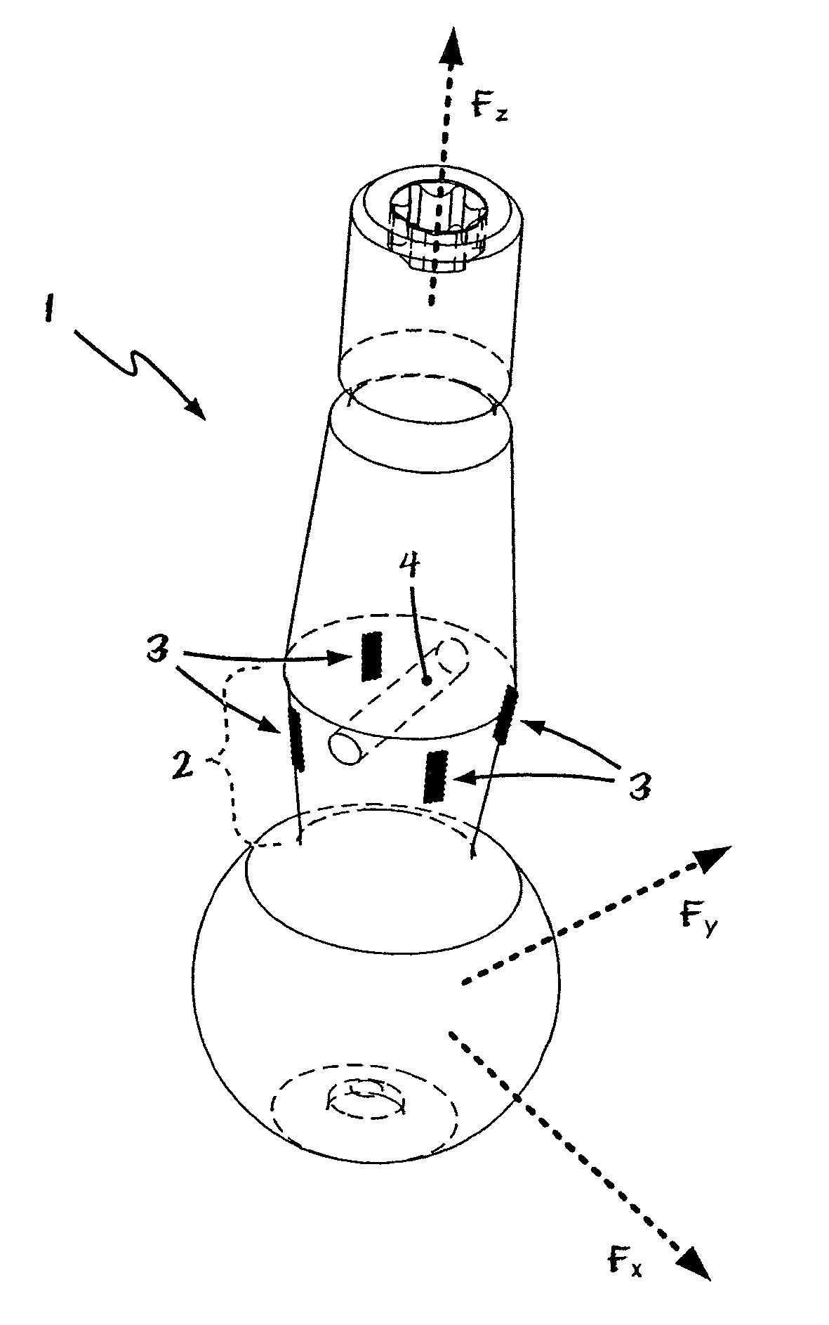 Load-sensing system with at least one ball and socket joint