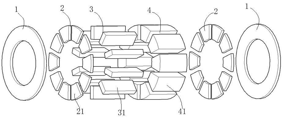 Permanent magnet motor rotor with radial and axial magnetism gathering characteristics