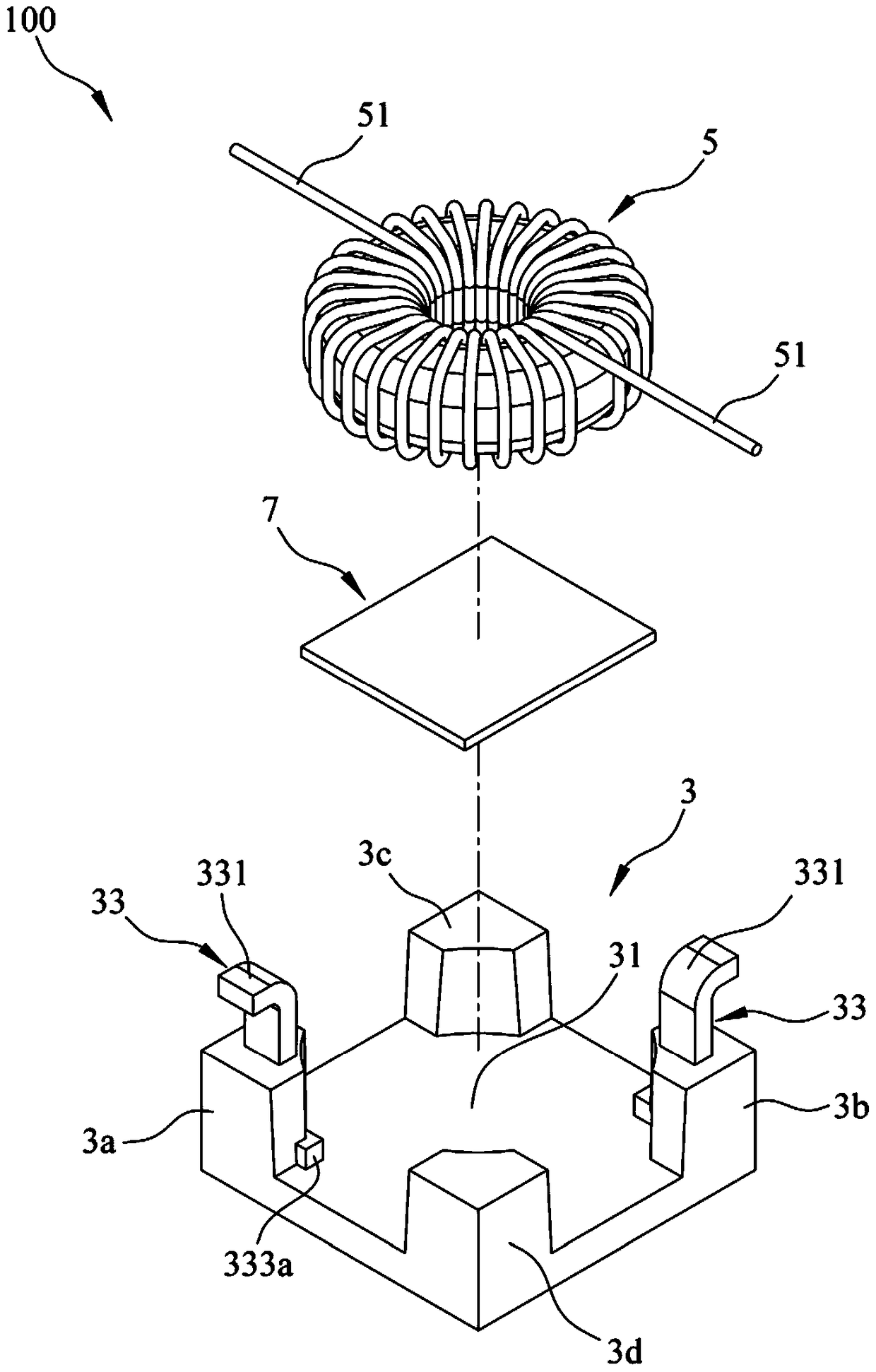 Thin inductor embedded structure