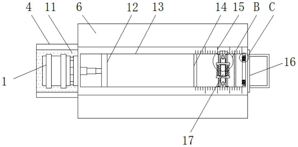 Fingered Chinese yam slicing device with equal-length cutting function