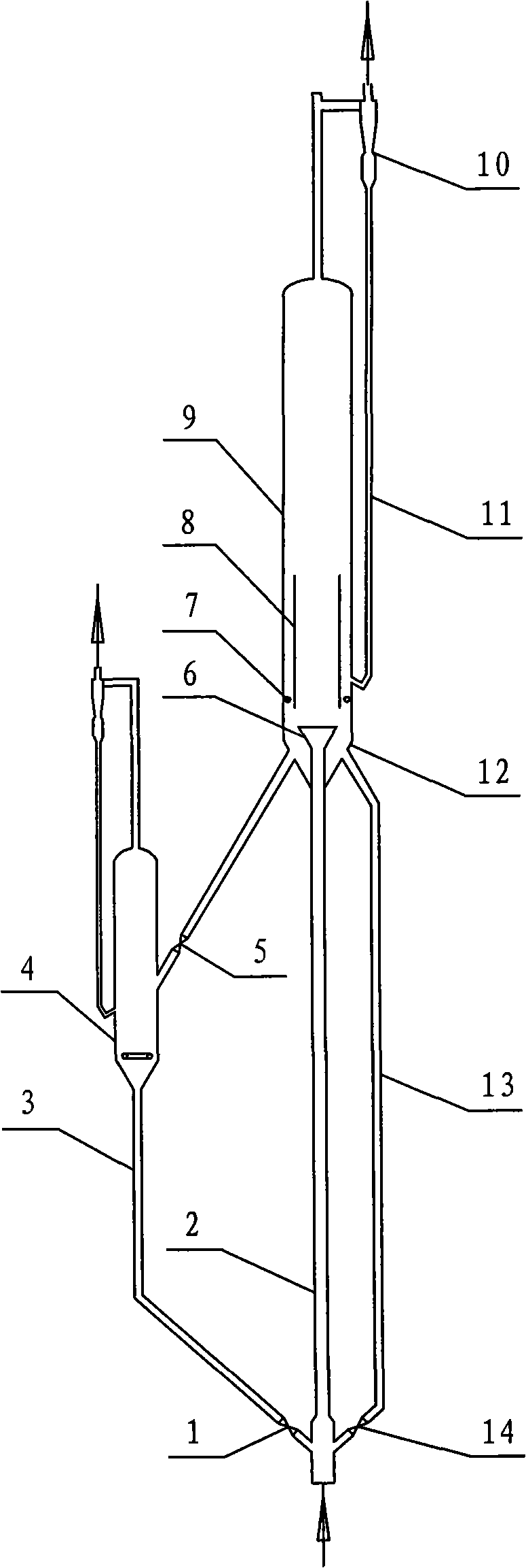 Device for improving pipe and gas-solid circumfluence bed coupling reaction