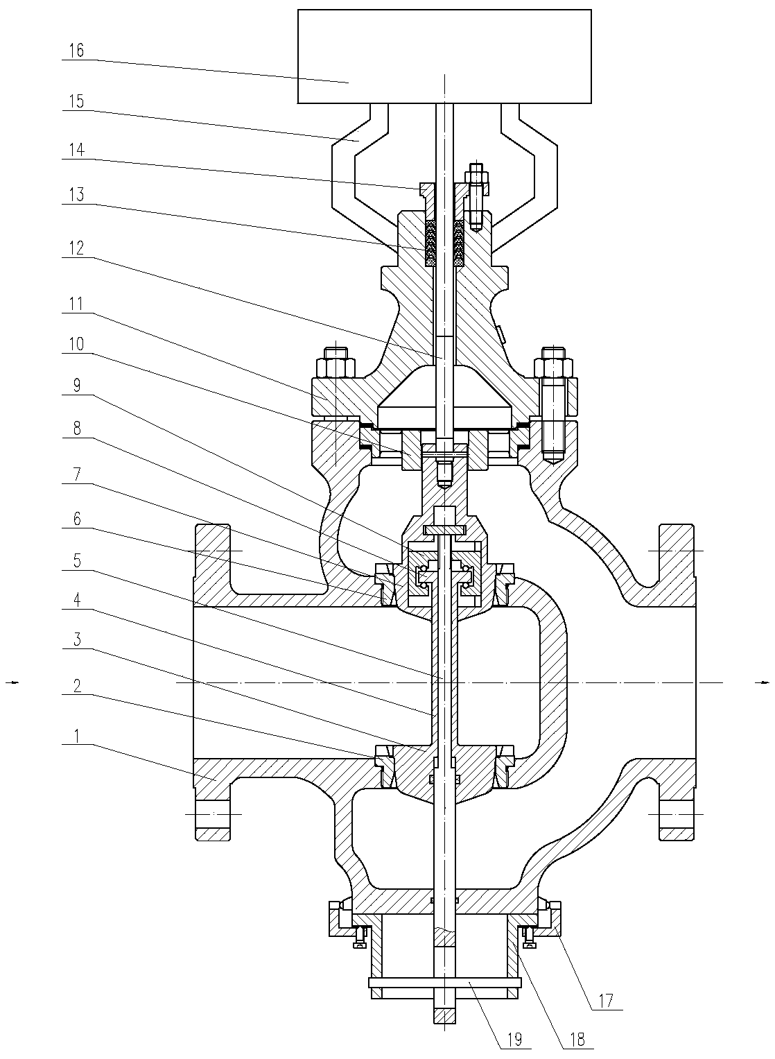 Double-base adjusting valve with adjusting rod and assembly method thereof