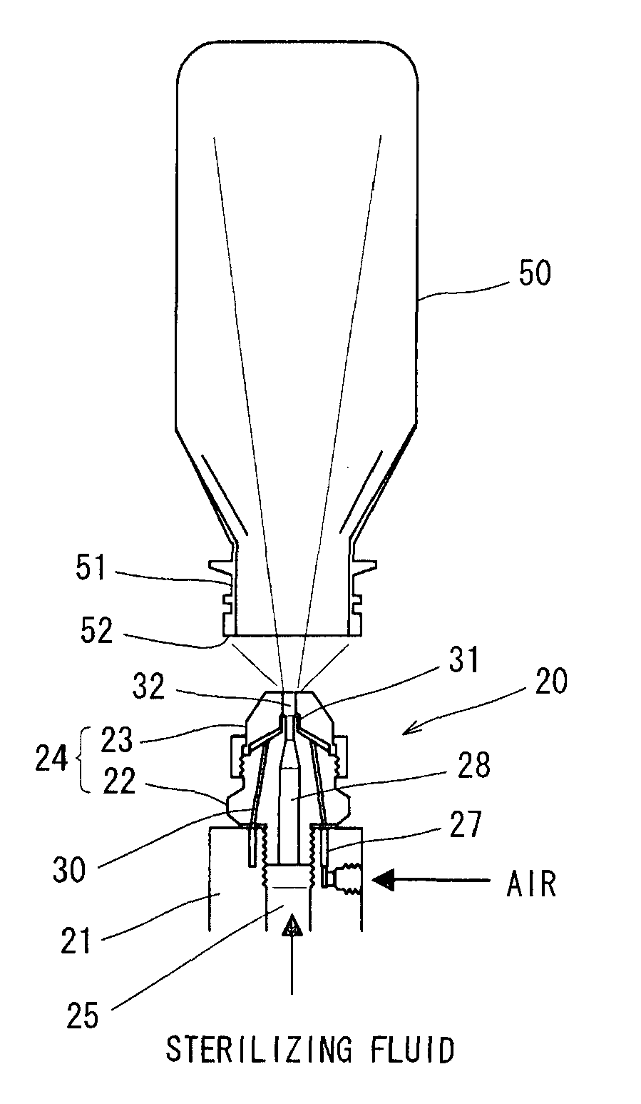 Method for container sterilizing and washing and apparatus therefor