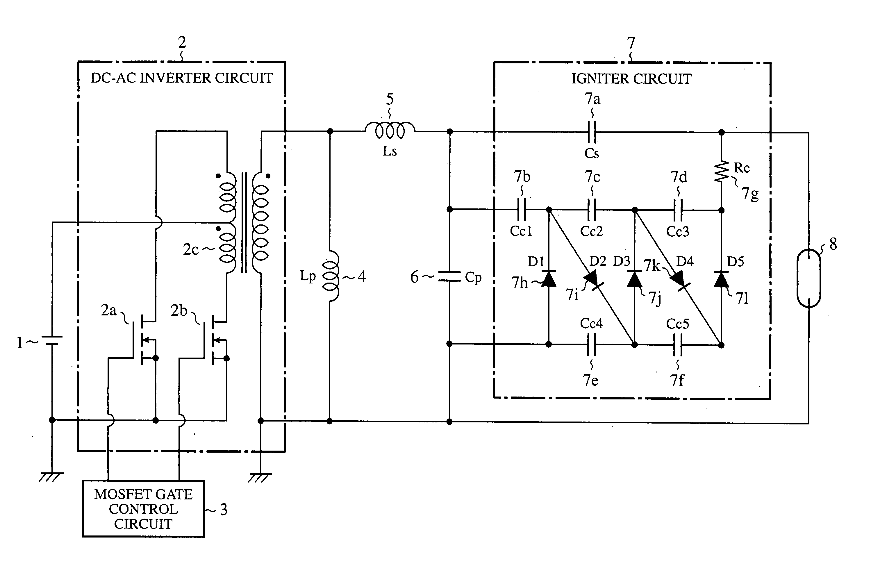 Discharge lamp ballast circuit