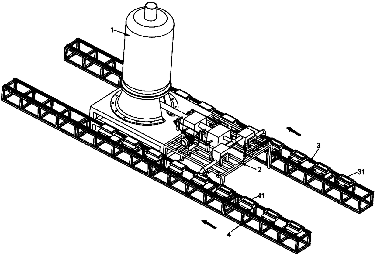 Two-way foamed aluminum ingot casting continuous production line