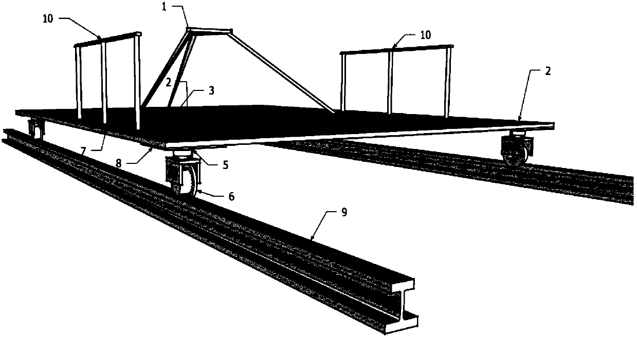 Mobile tripod leveling bearing platform device and use method thereof