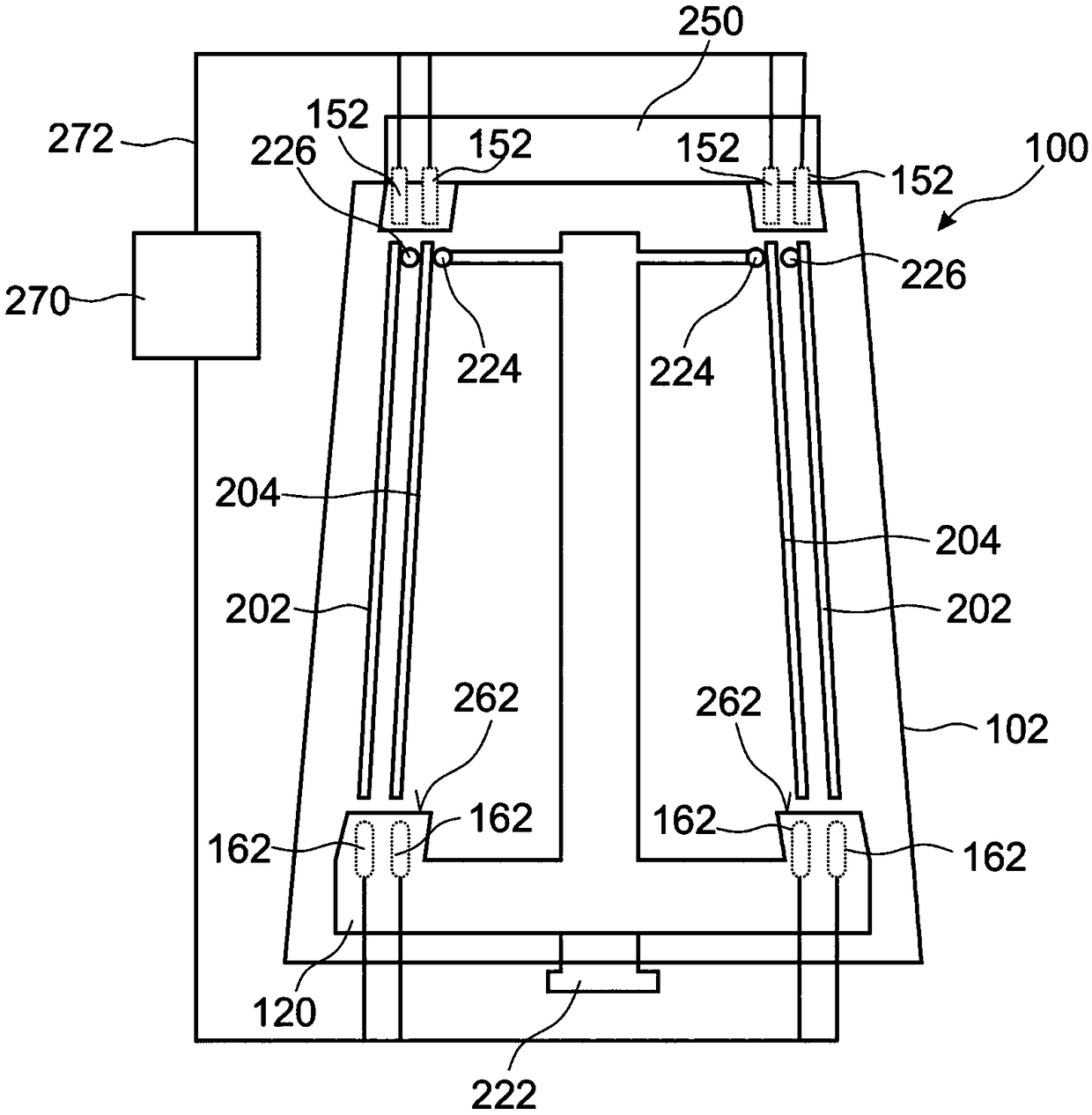 Apparatus for routing a carrier in a processing system, a system for processing a substrate on the carrier, and method of routing a carrier in a vacuum chamber