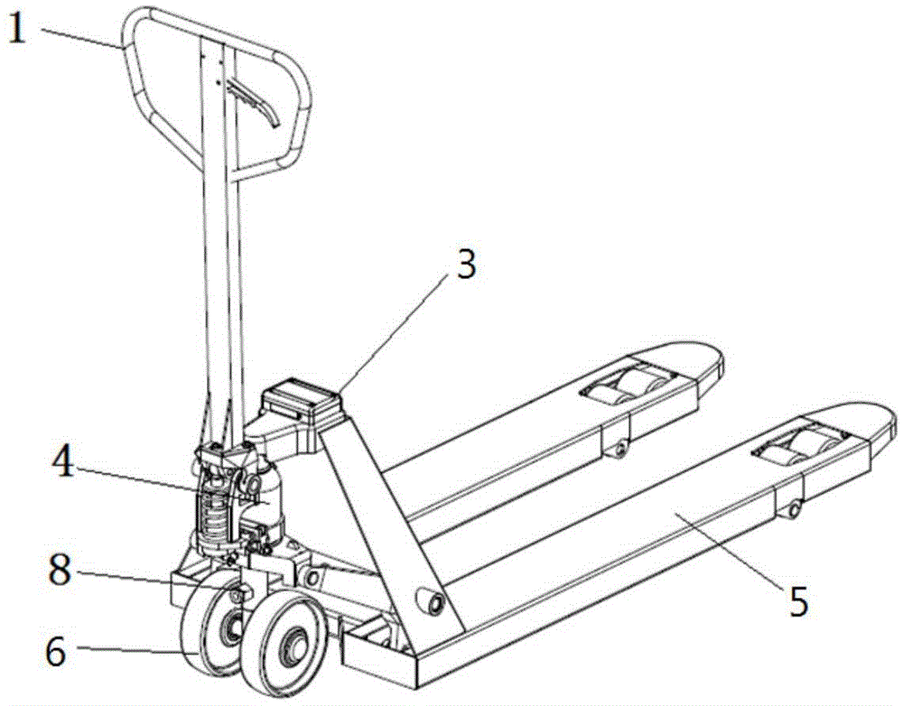Manual hydraulic carrying vehicle capable of weighing