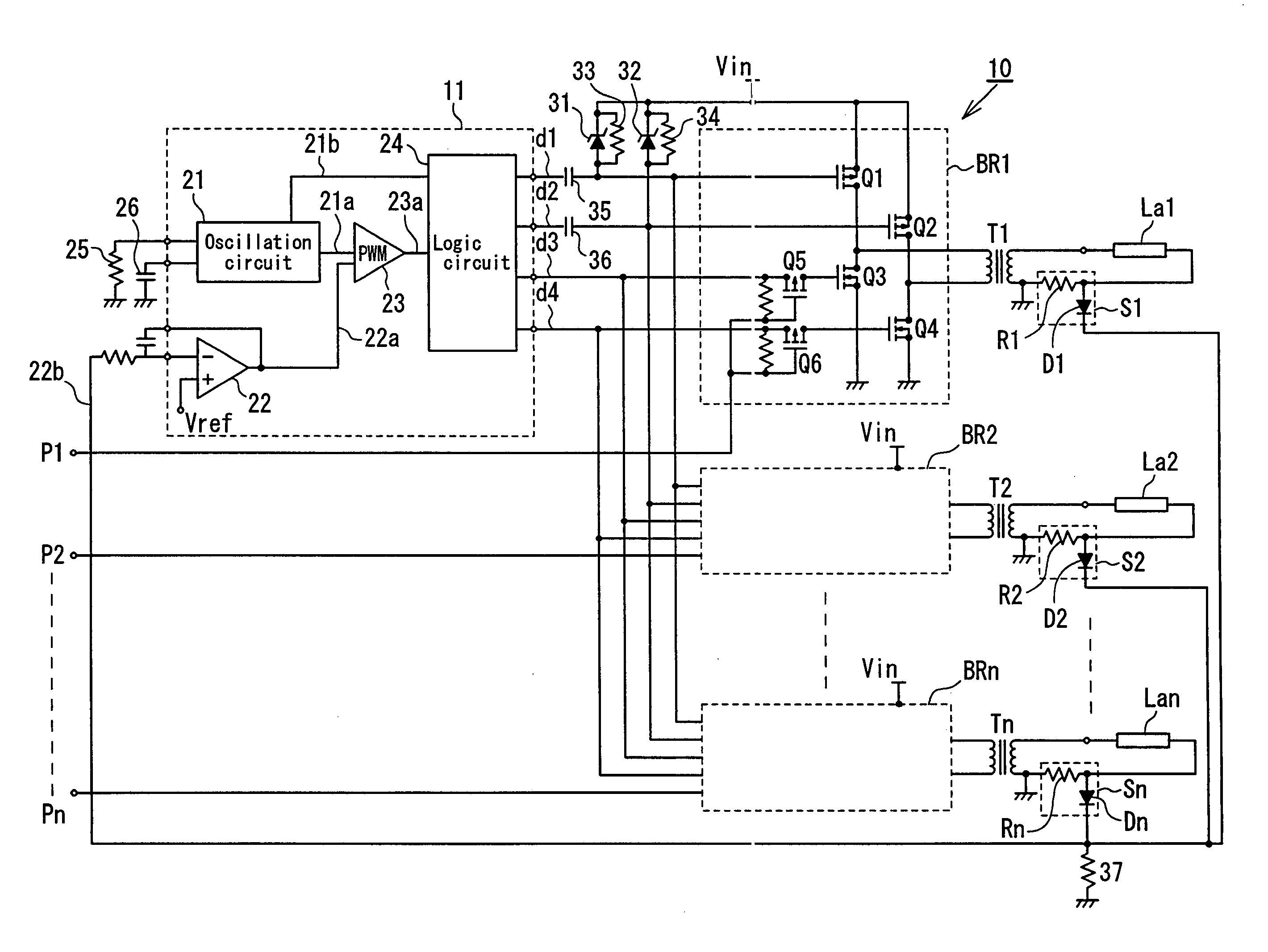 Discharge lamp lighting apparatus for lighting multiple discharge lamps