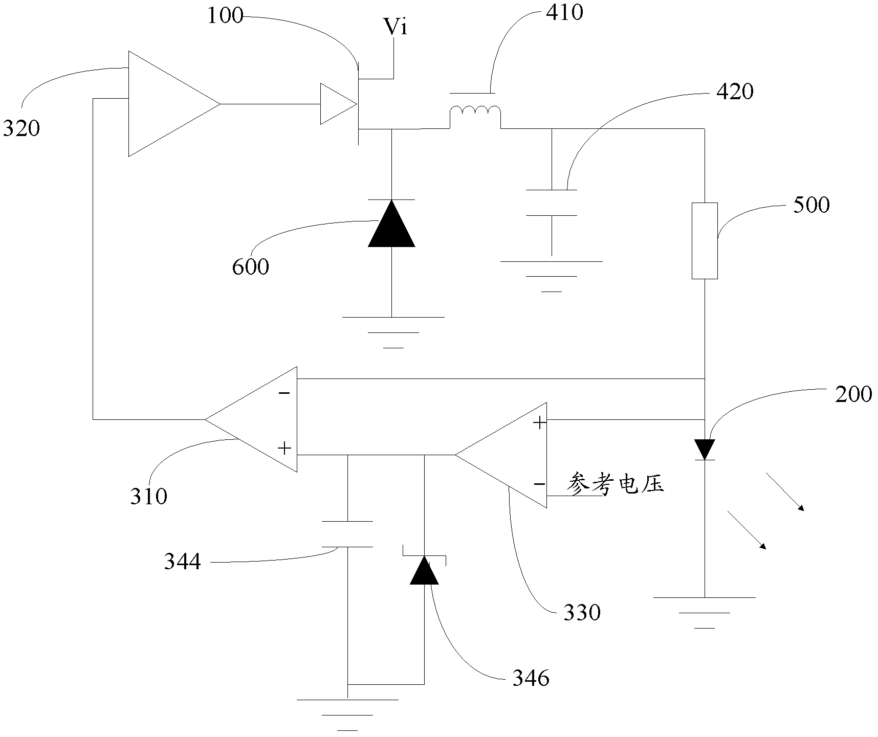 Over-current protection circuit of light-emitting diode (LED) constant-current driving circuit