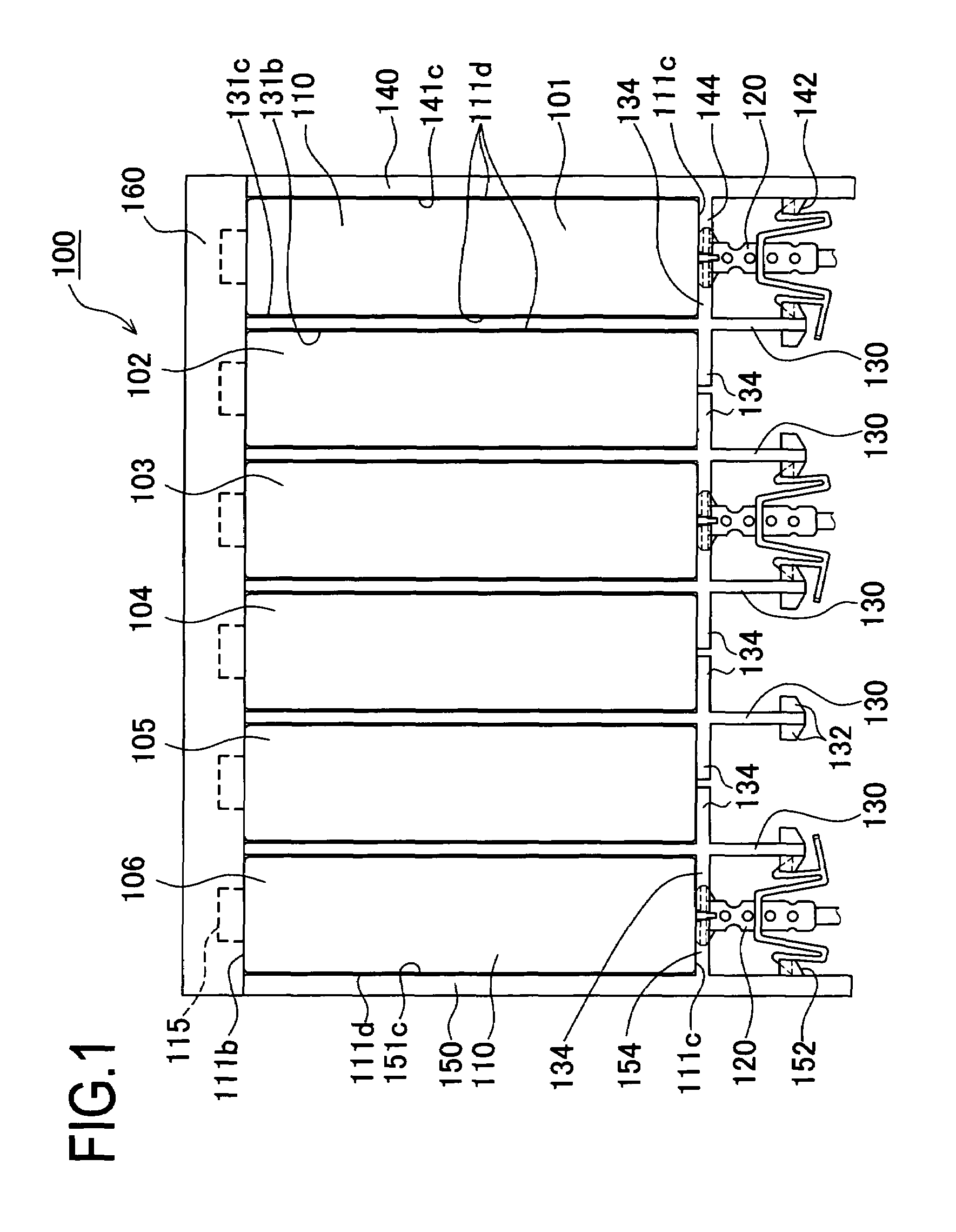 Rechargeable battery with surface mounted temperature detector