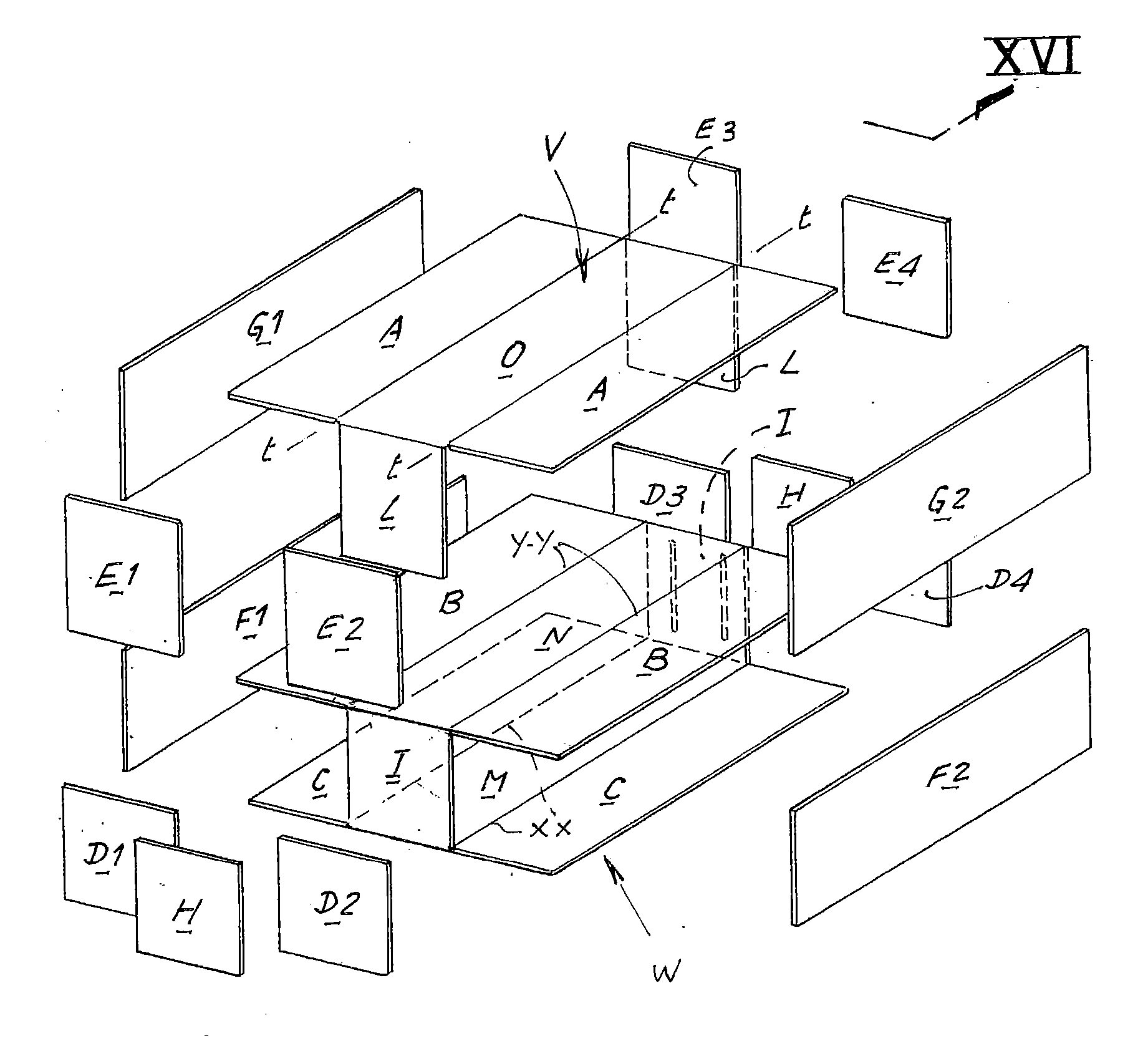 Assembly of prefabricated elements to form a prefabricated building with at least two floors and related building and installation process