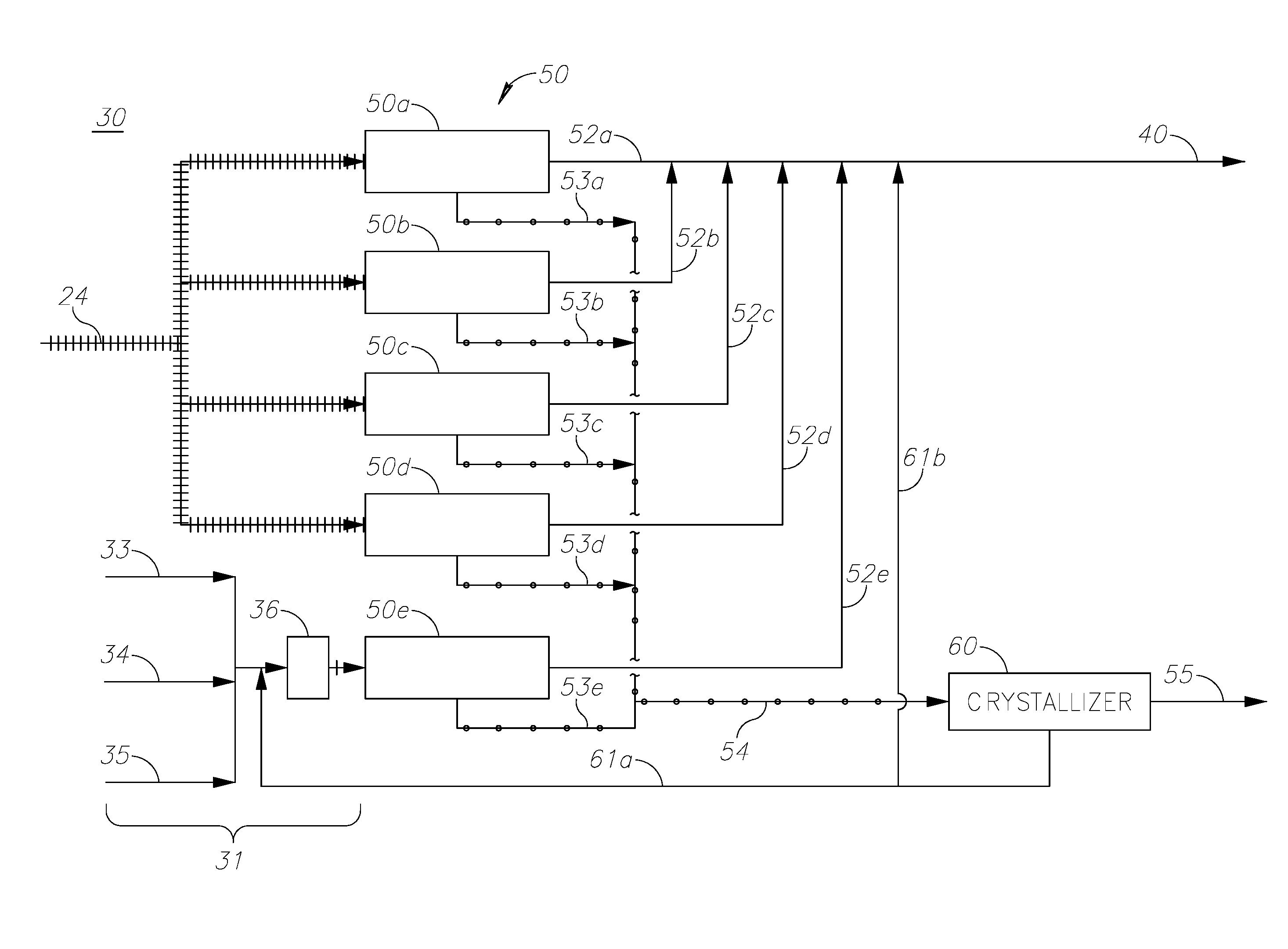 Evaporator array for a water treatment system