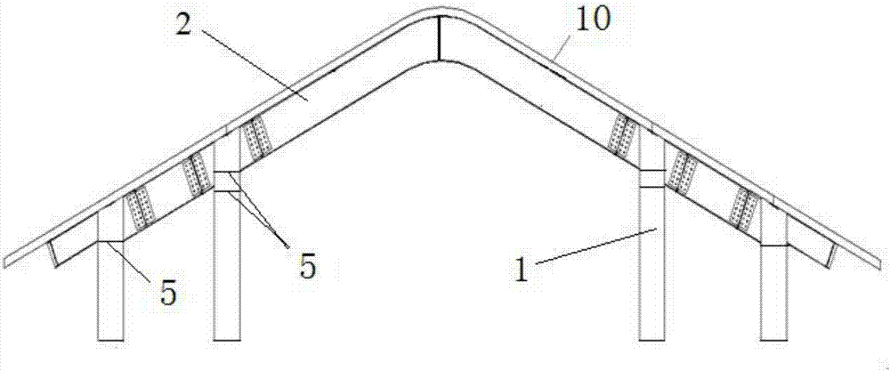 Column-beam intersection node structure of steel-structure antique-imitated gable and hip roof building roof