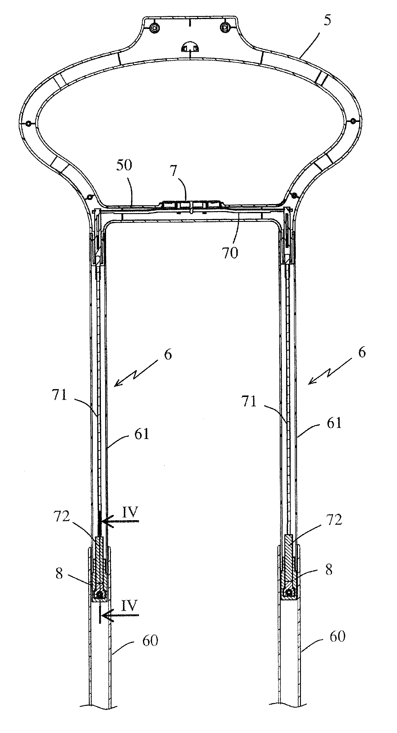 Locking device for telescoping pole and appliance provided with such a locking device