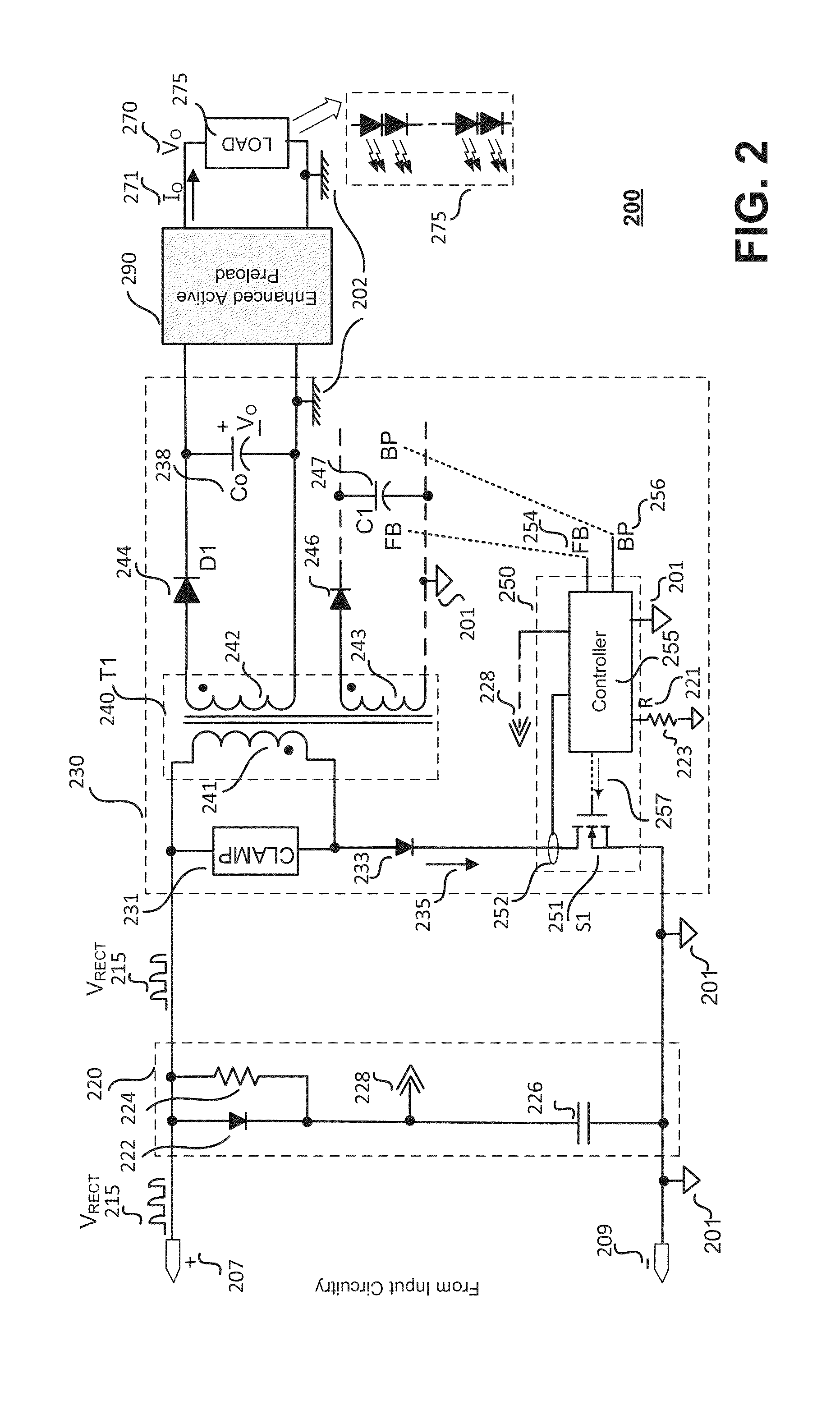 Enhanced active preload for high performance LED driver with extended dimming