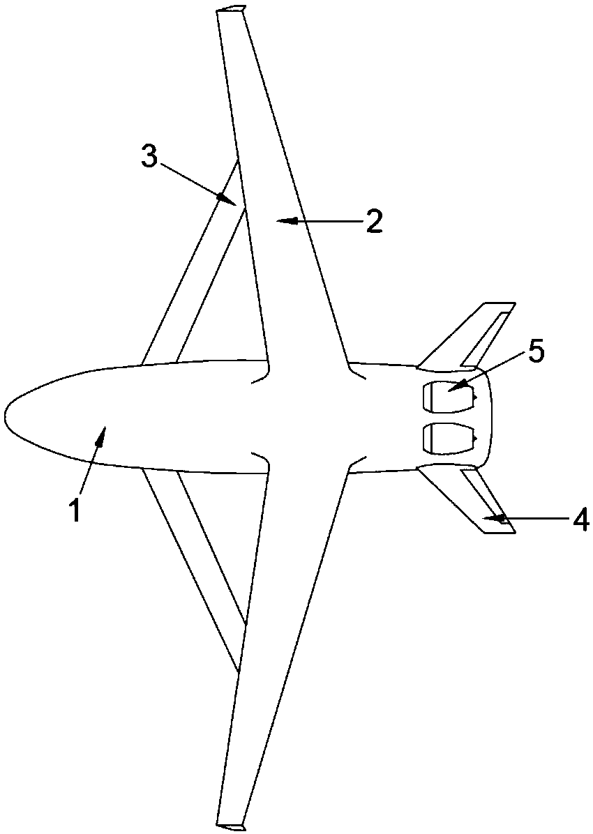 Pneumatic layout of forward swept wing wide-body high subsonic aircraft adopting leading edge support wings