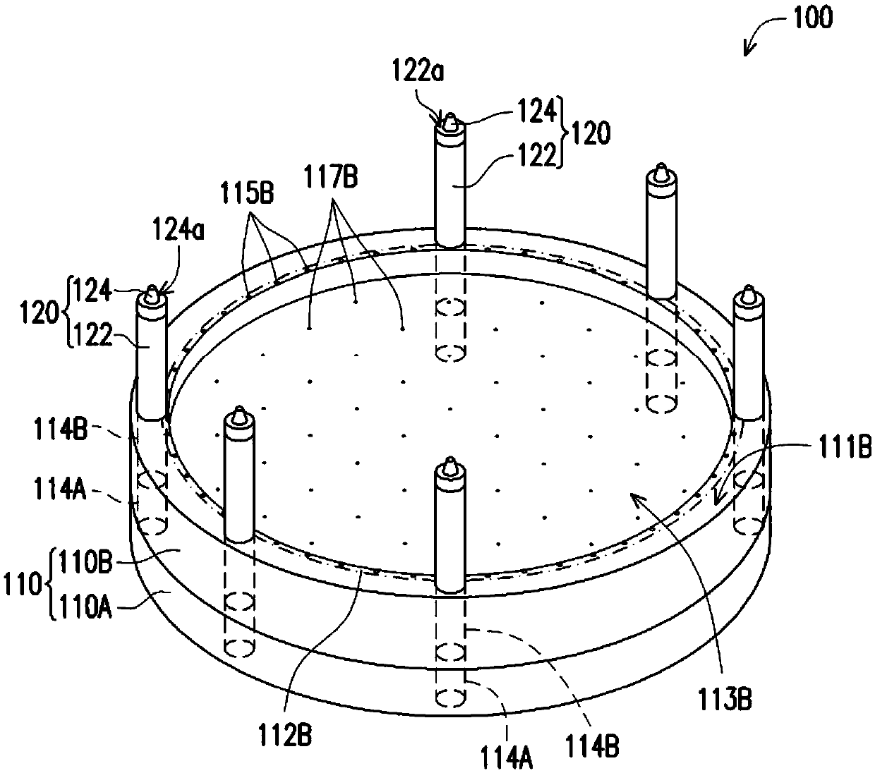 Platform device and flatness detection and adjustment equipment