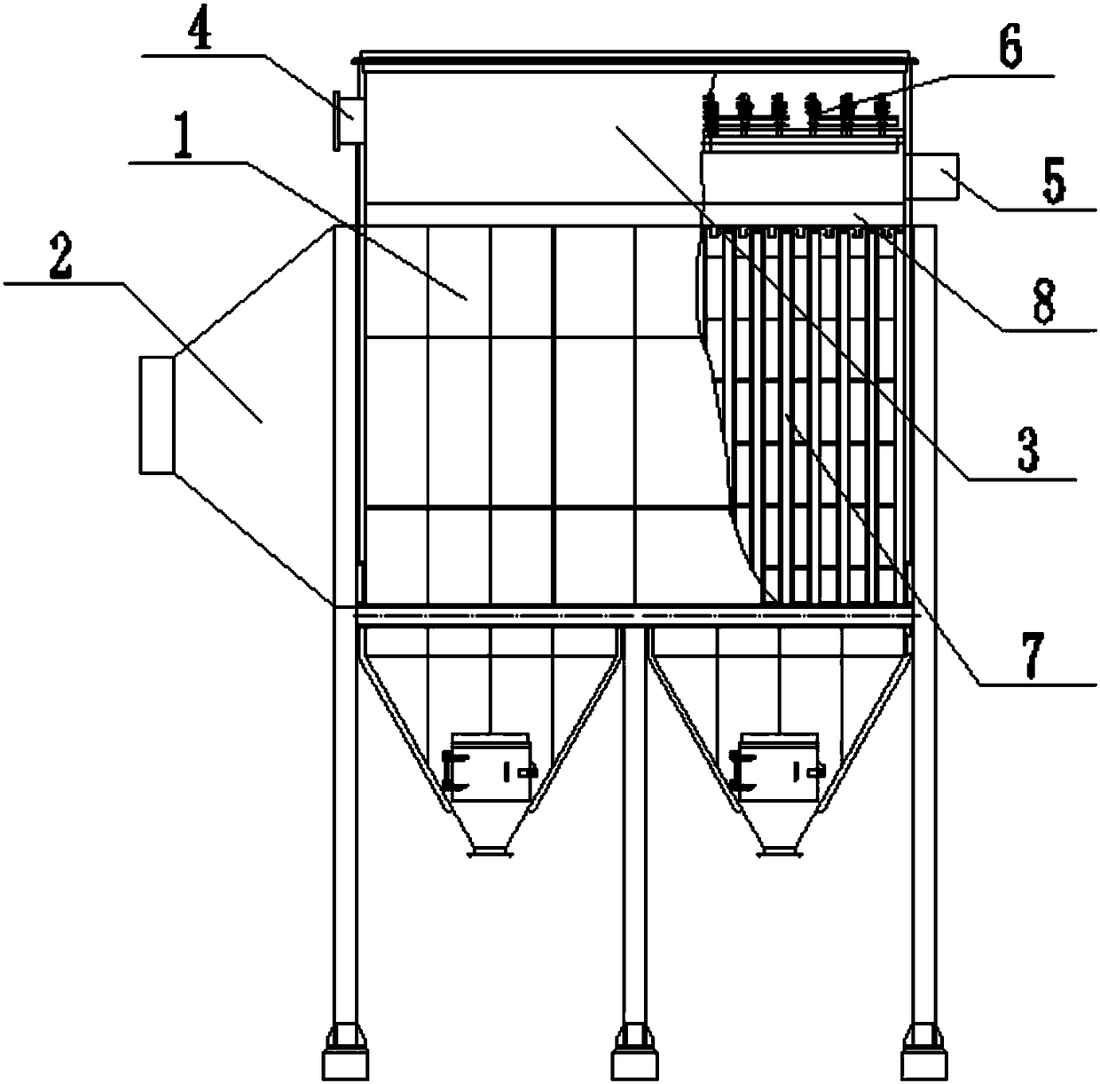 A filter bag dust collector with a quick-change filter bag cage combination