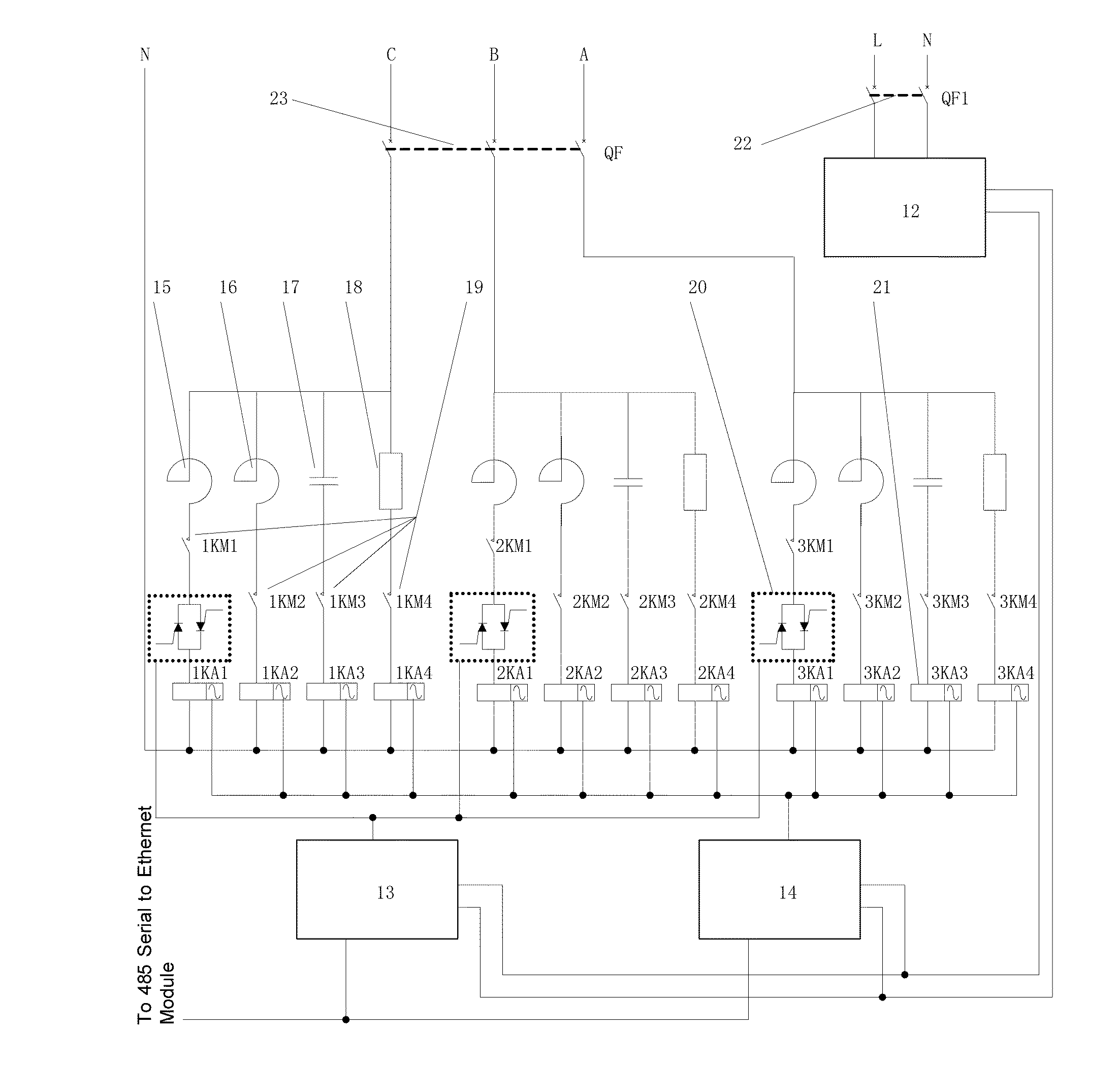 Automatic three-phase unbalanced load compensation experimental device and its control method