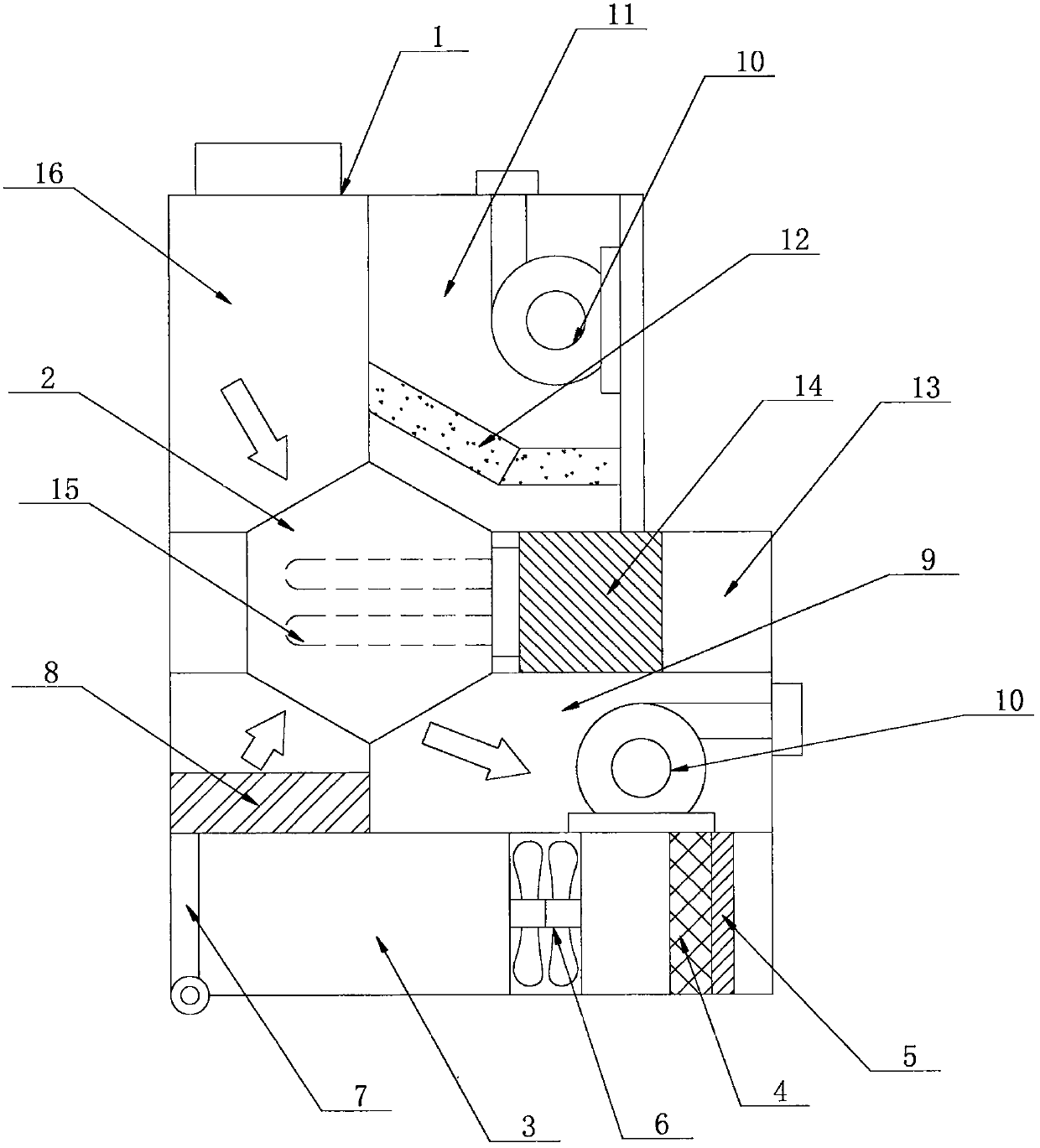 Air purification device adopting nano-photocatalyst disinfecting of fresh air system