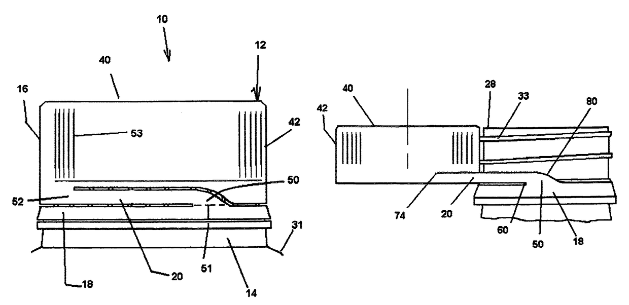 Closure with spring loaded tether docking