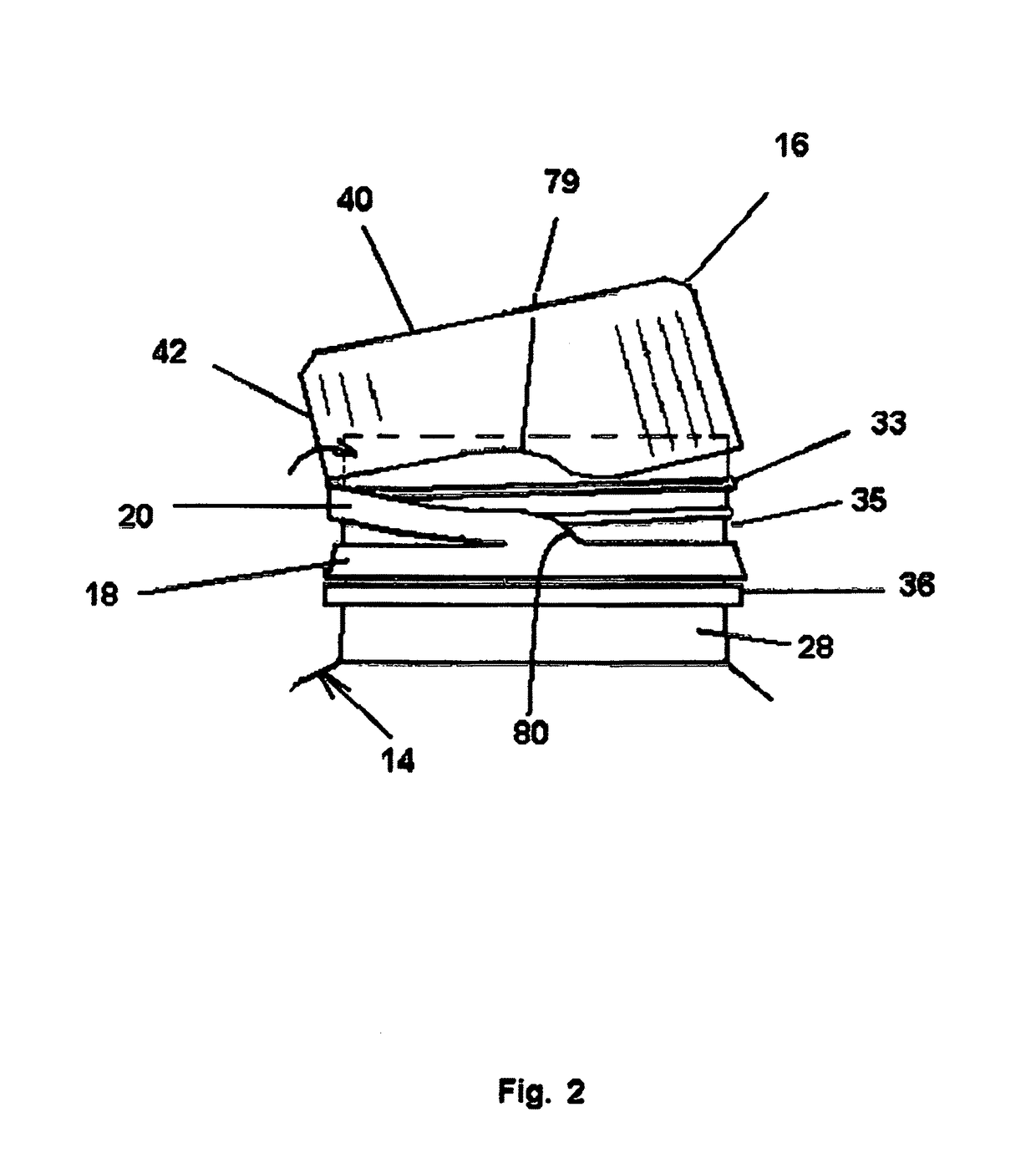 Closure with spring loaded tether docking