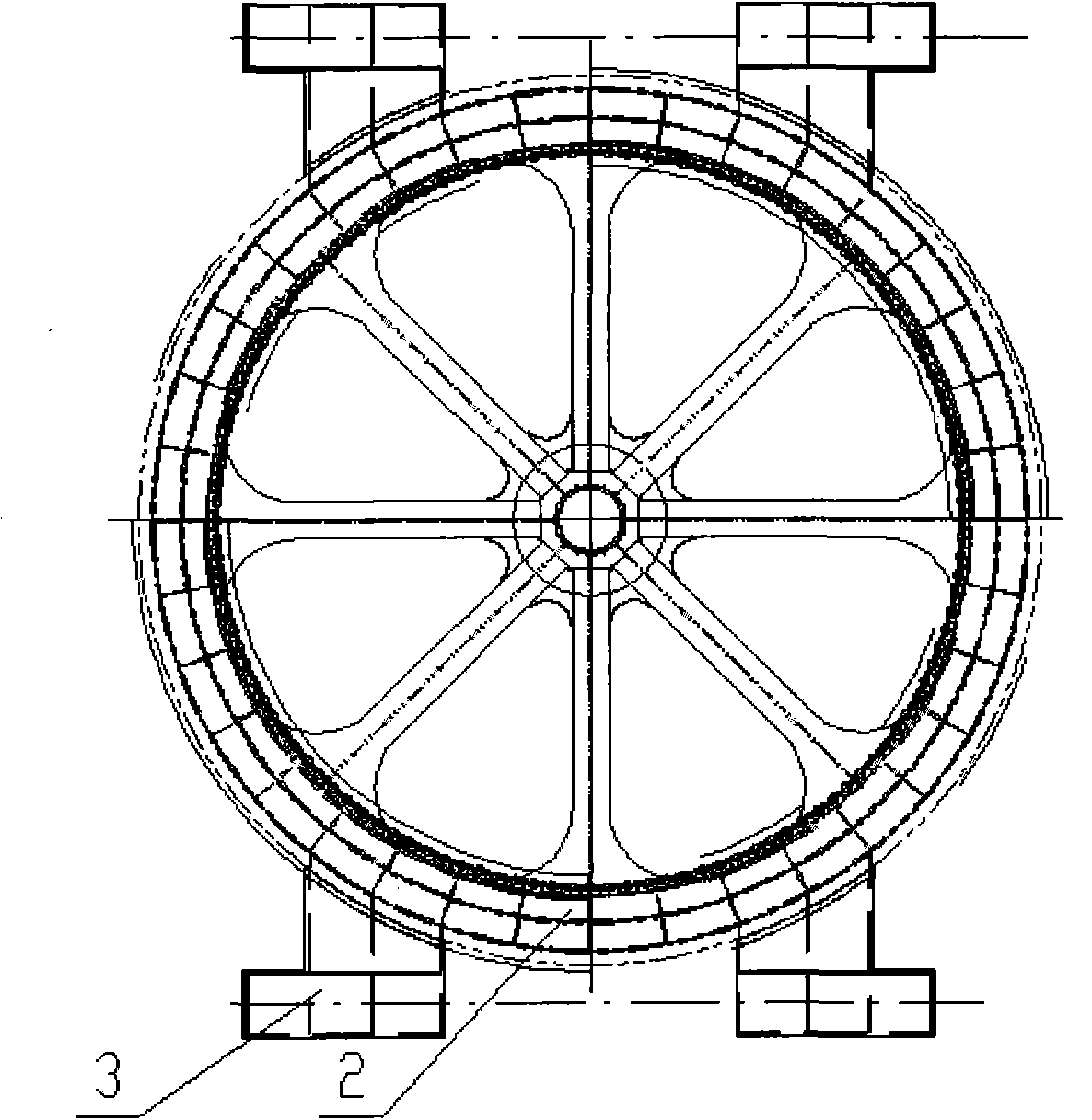 Roll-on device and method for large fixed type rotary crane
