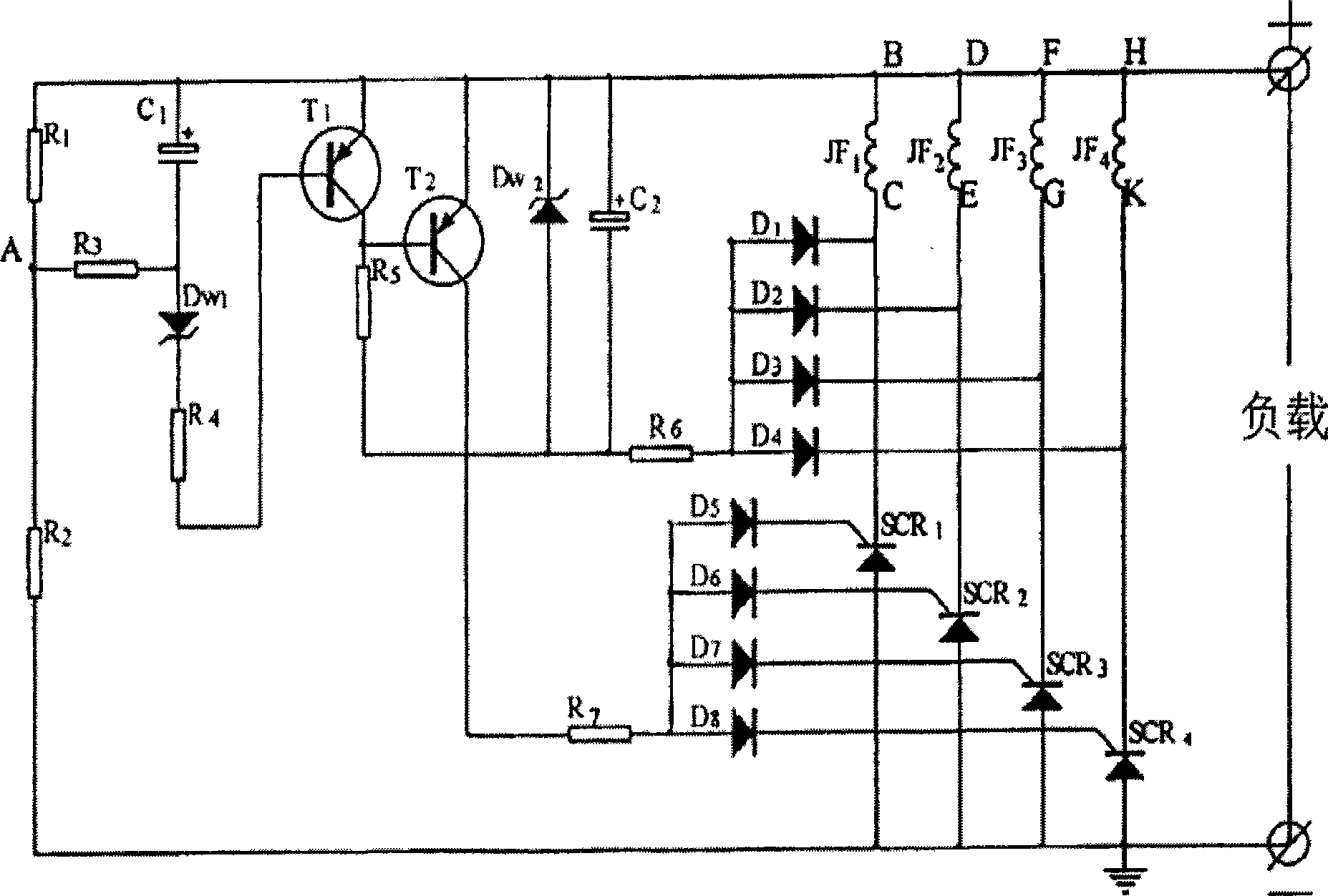 Novel use of four phase half-wave rectifying voltage regulator and apparatus