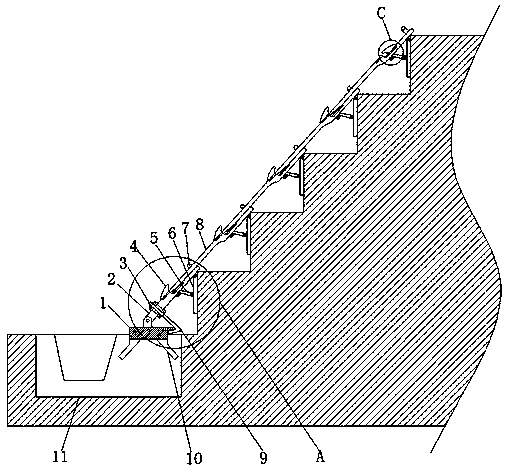 Combined connecting device for cutting transition section