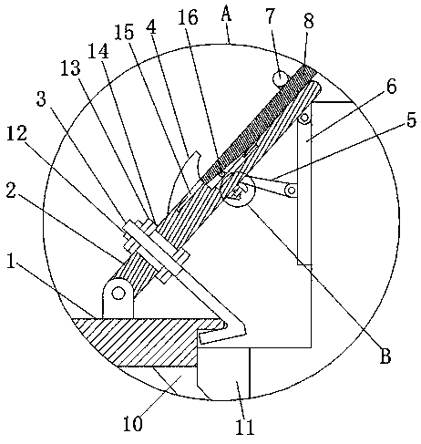 Combined connecting device for cutting transition section