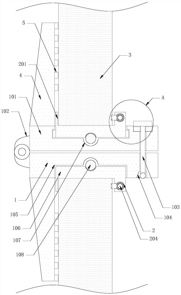 Civil engineering connecting device facilitating formwork installation