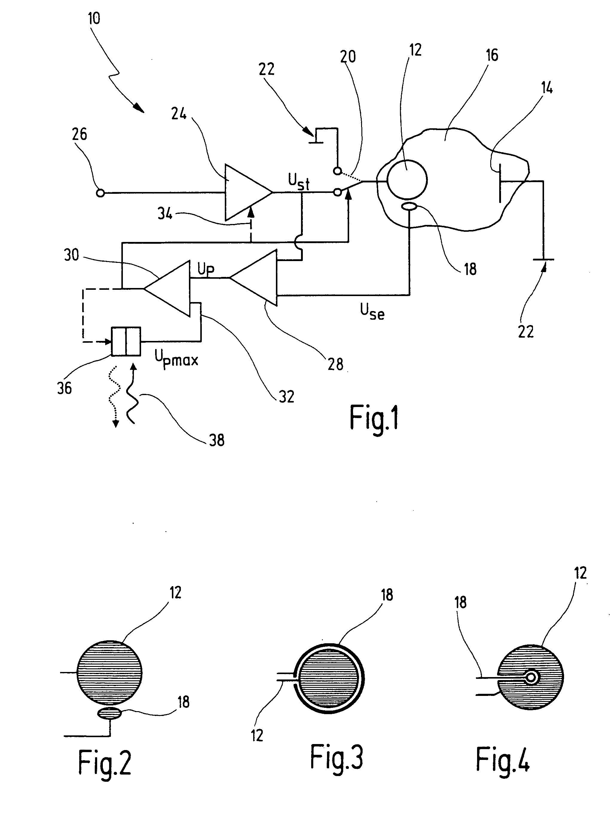 Electrode arrangement for electrical stimulation of biological material, and a multi-electrode array for use in such an electrode arrangement
