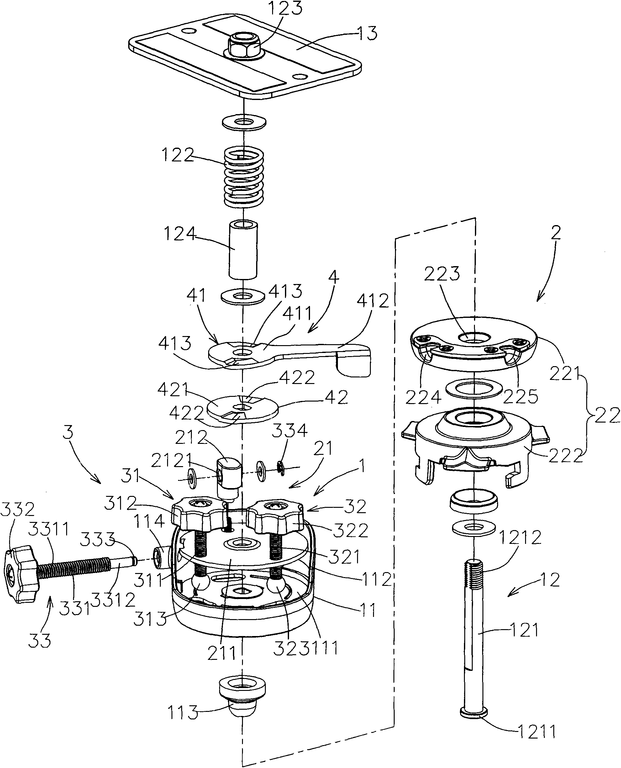 Bearing device capable of fine-turning rotating angle and inclination