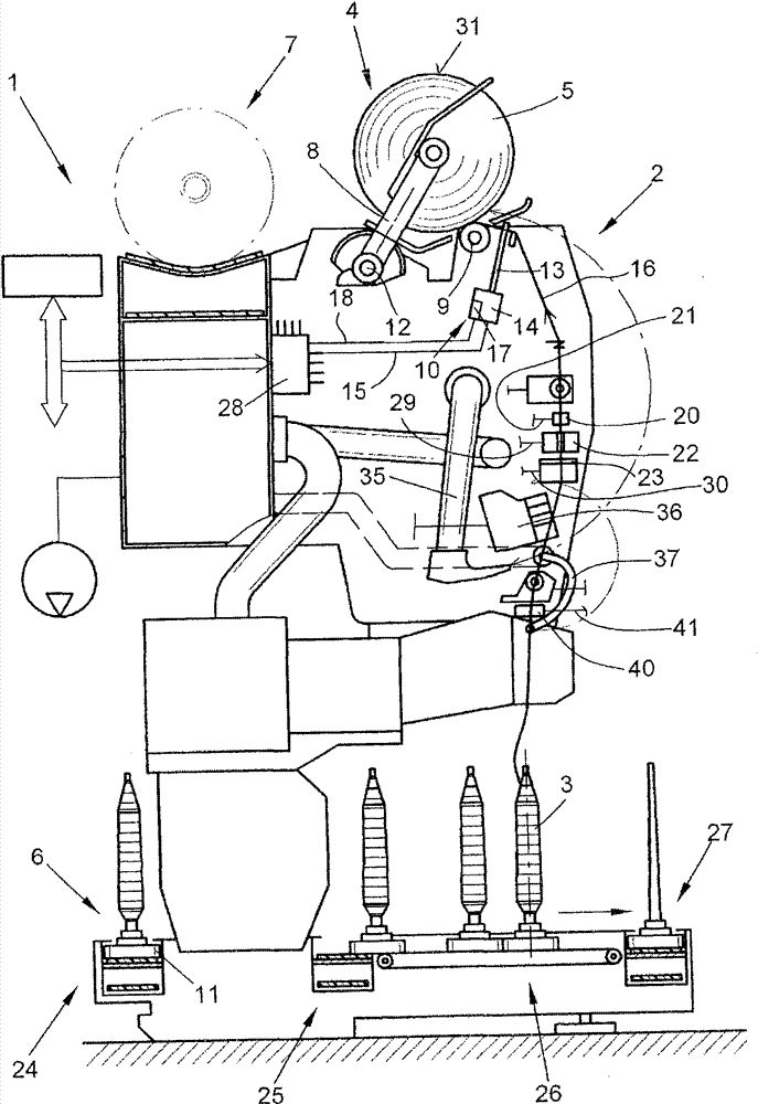 Method and device for operating station of textile machine for manufacturing cross-wound spools and station for executing the method