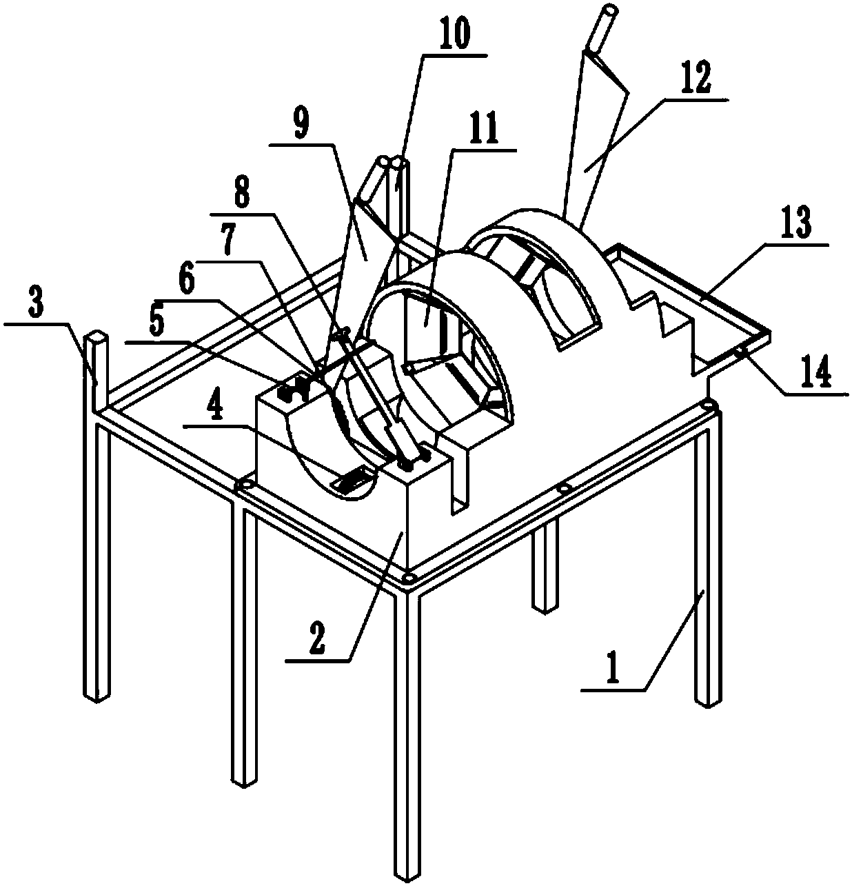 Sugarcane peeling and section cutting device