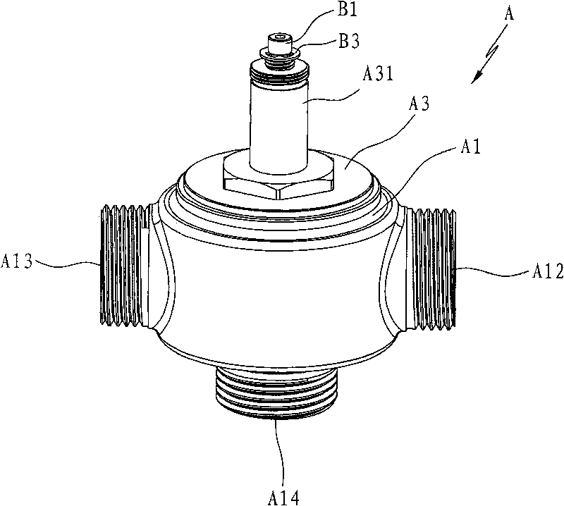 Temperature-controlled mixing valve structure