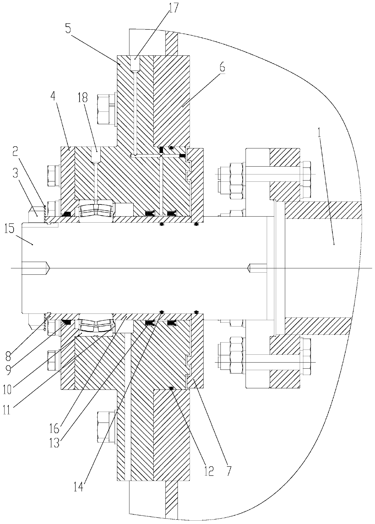 Sealing structure of grouting stirring barrel of shield tunneling machine