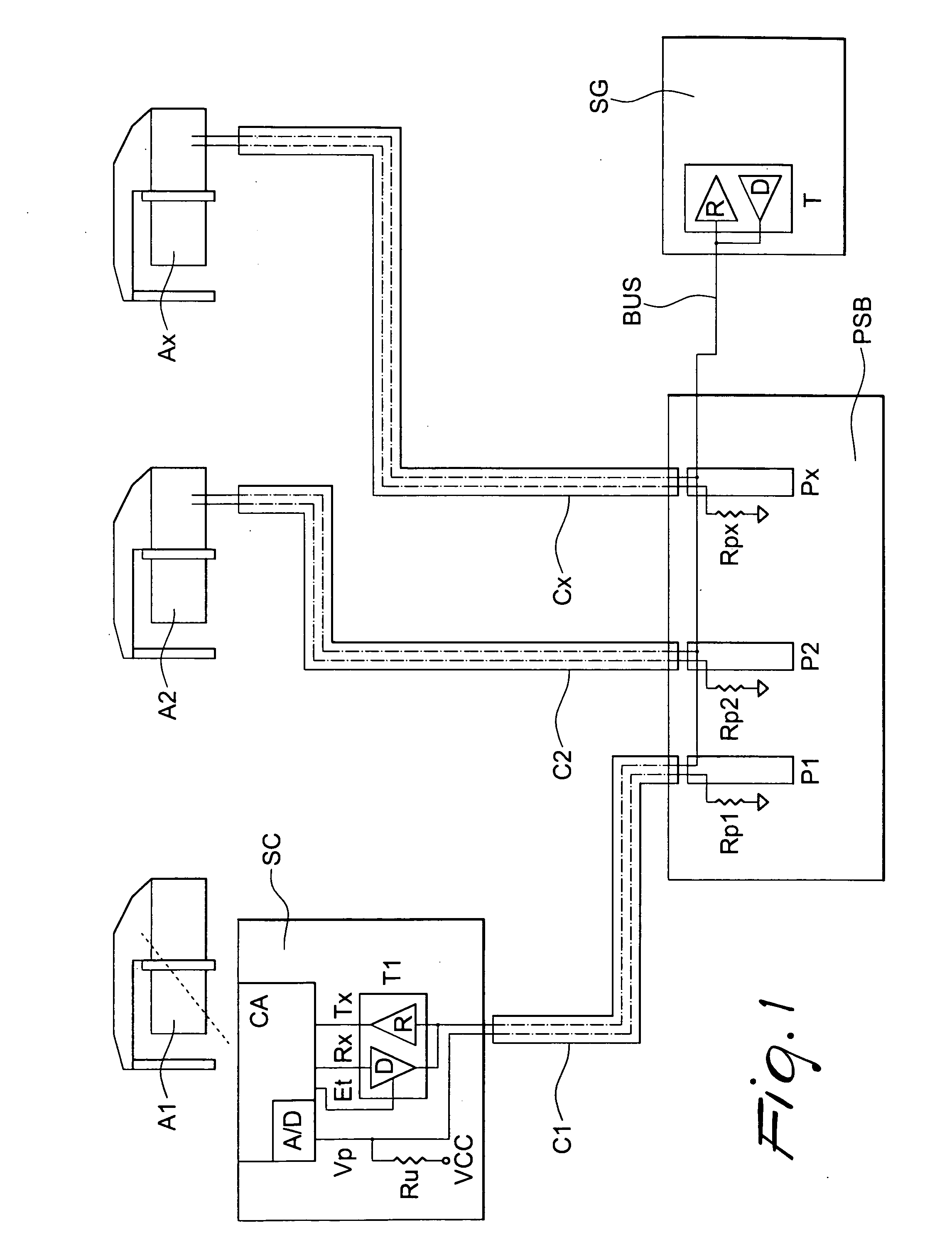 Three-way connector for connecting weft feeders of textile machines to a serial bus, and a control system based thereon