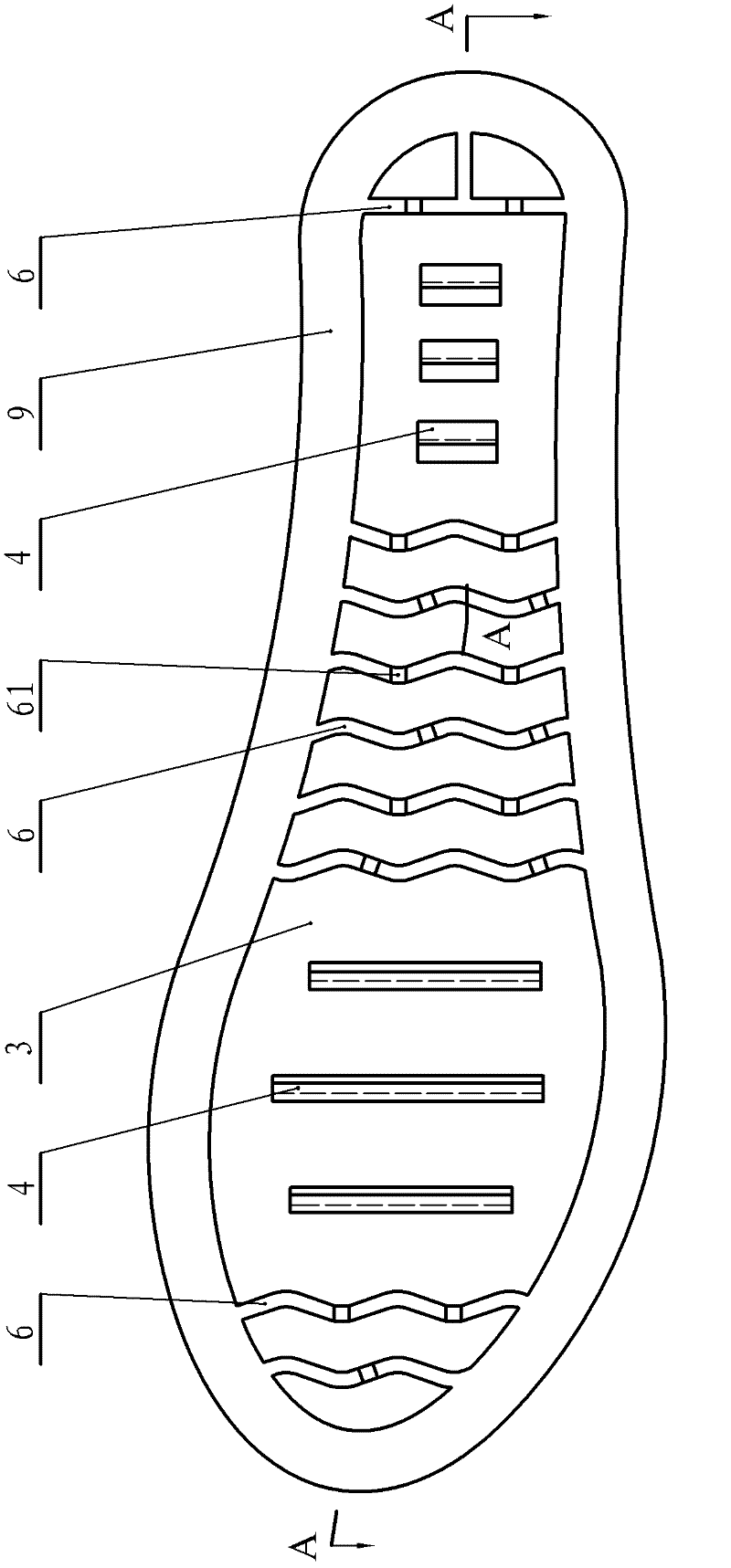 Sole with elastic structure