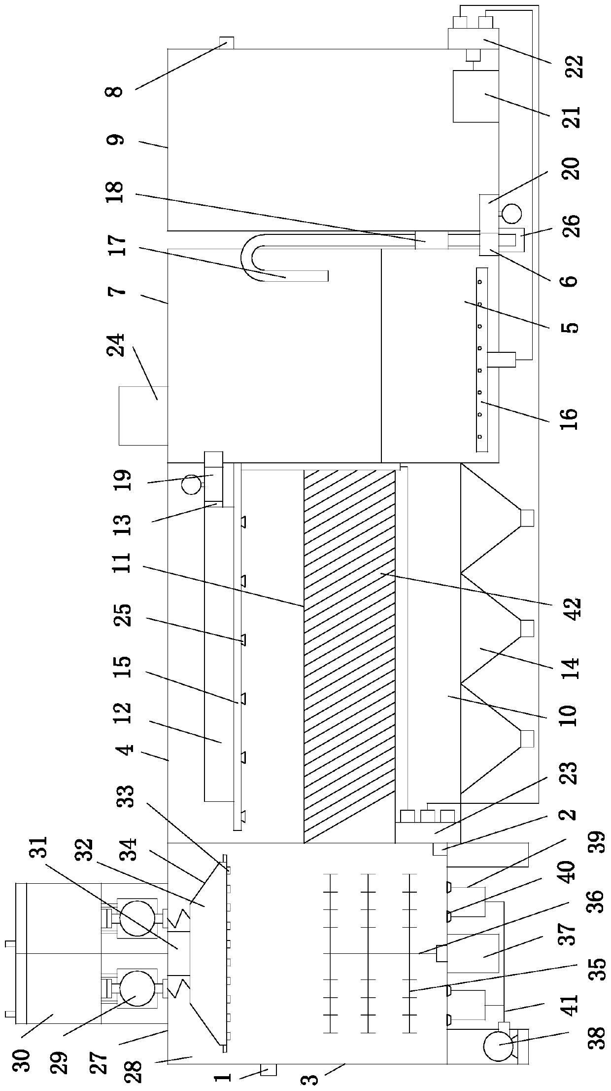 Multifunctional and efficient flushing water treatment station and method