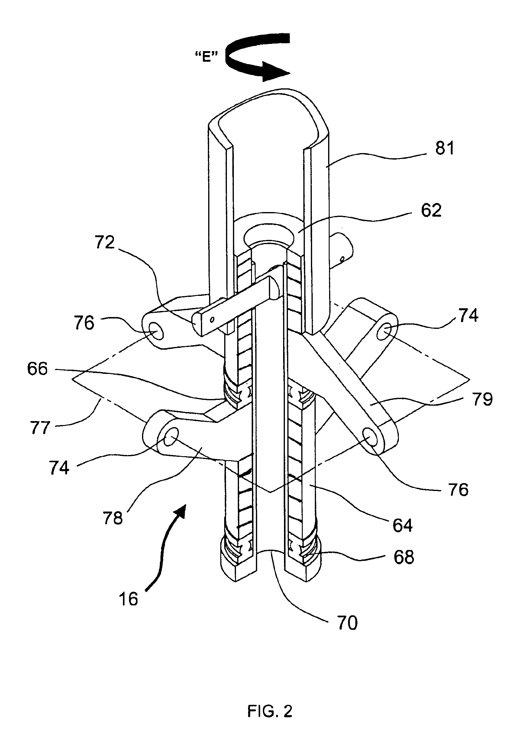 Combined in-plane shear and multi-axial tension or compression testing apparatus