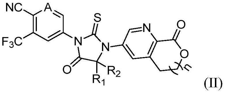 Aromatic ring and cyclic lactone thiohydantoin compound as well as preparation method and application thereof