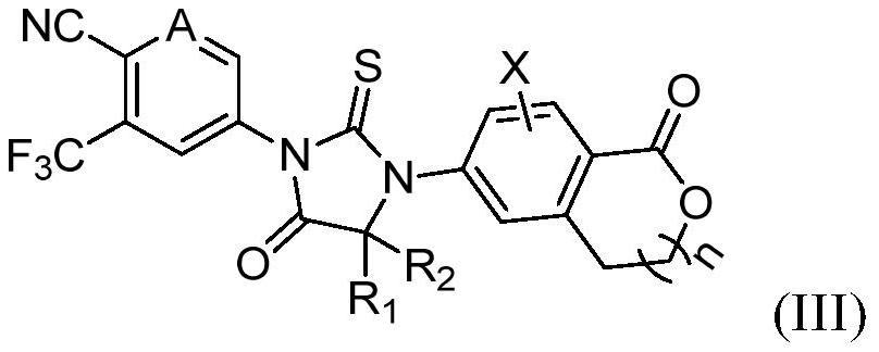 Aromatic ring and cyclic lactone thiohydantoin compound as well as preparation method and application thereof