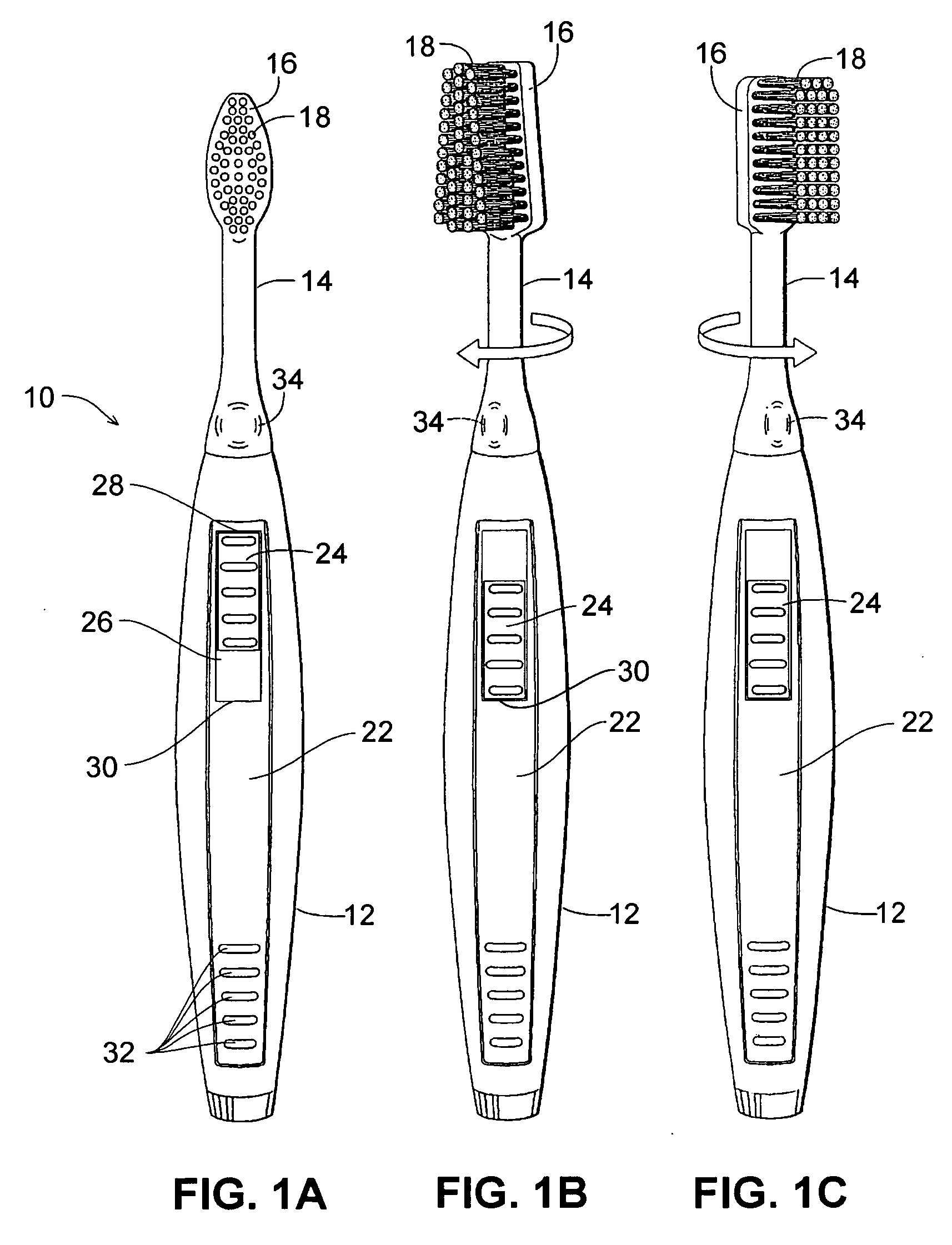 Electric toothbrush for implementing the bass brushing technique