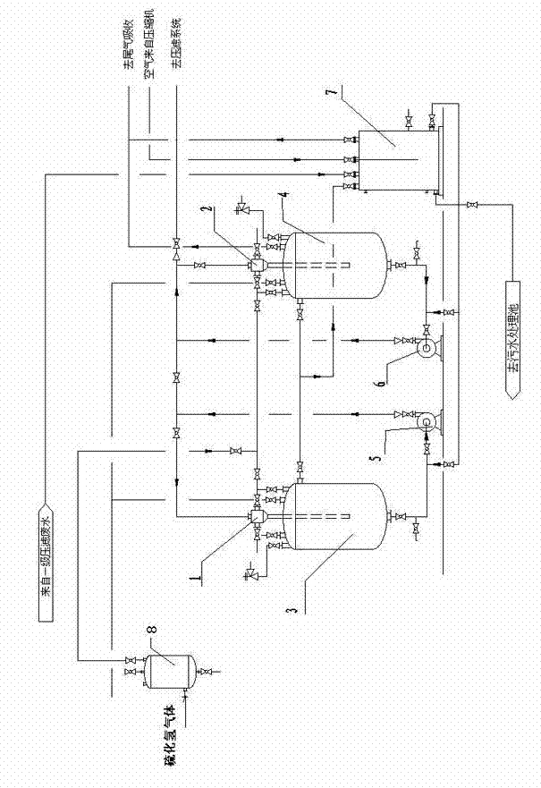 Double-circulation jetting type heavy metal removing method and device
