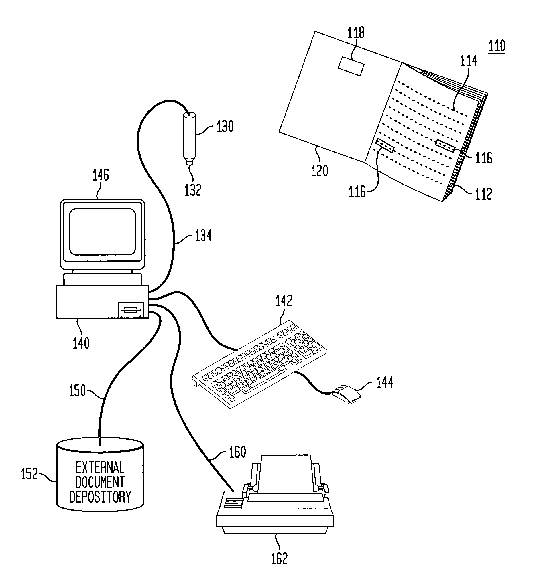 Retrieval and manipulation of electronically stored information via pointers embedded in the associated printed material