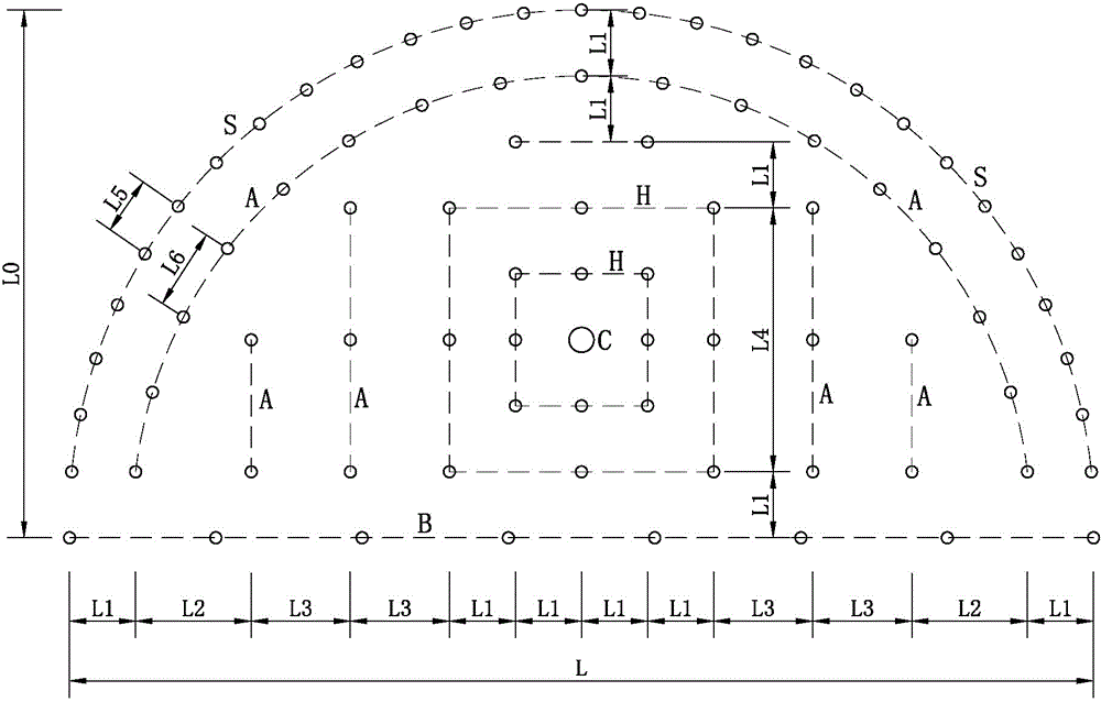 Hollow-hole rhombic parallel cut blasting damping method