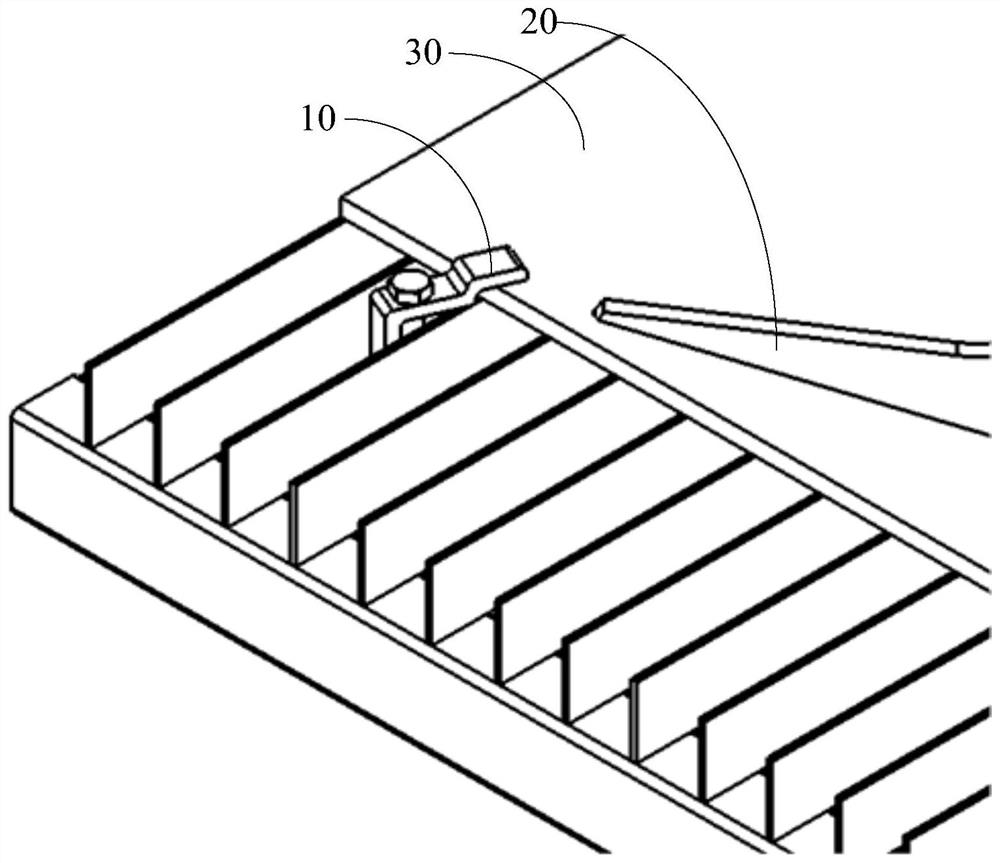 Plate pressing device, material pressing and taking method and automatic sorting system.